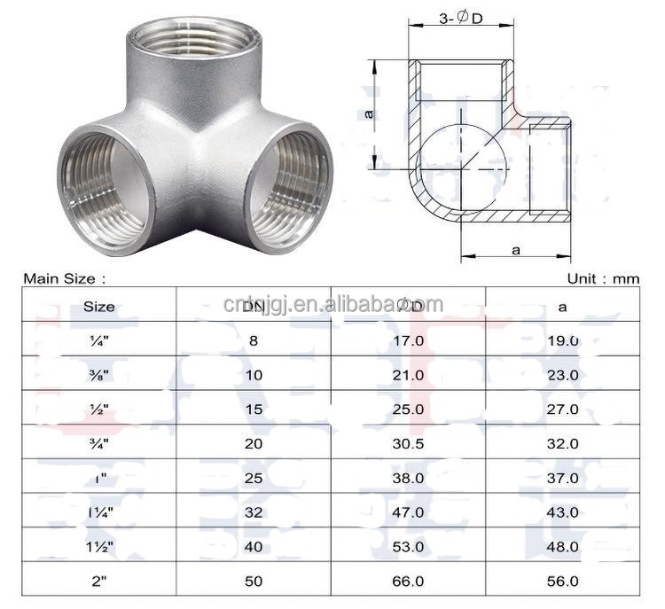 ODM Support Tee Connector Stainless Steel 304 316 Plumbing Fittings NPT BSP Threaded Connection Equal Tee Pipe Fittings