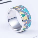 Custom Enamel Jewelry Colorful Ring Russia Fashion Jewelry 92 Sterling Silver