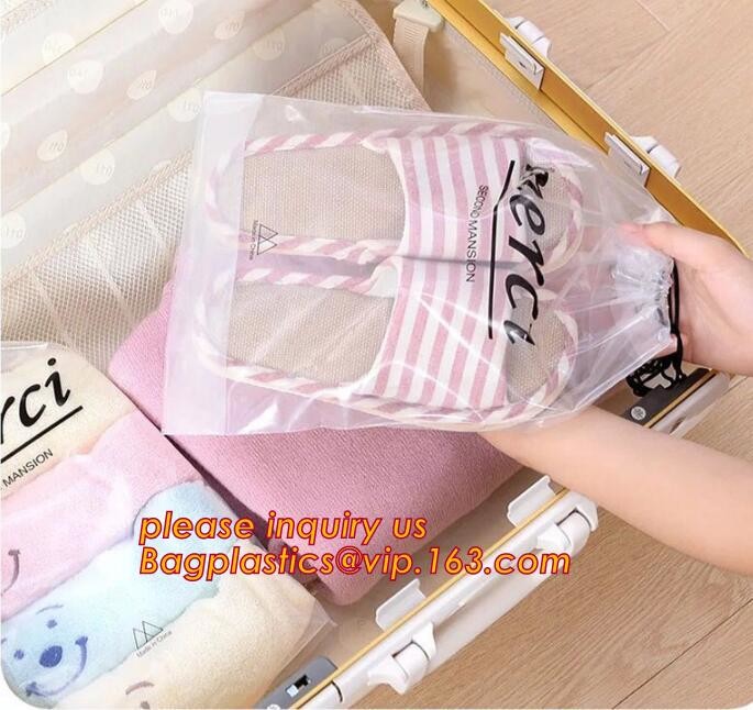 Biodegradable drawstring laundry poly bag with printing,Logo Printed Poly Drawstring Hotel/Travel Laundry Plastic bag