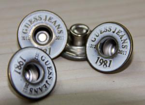 Quality Zinc Alloy Custom Clothing Buttons White Oil Back Nail Removable wholesale