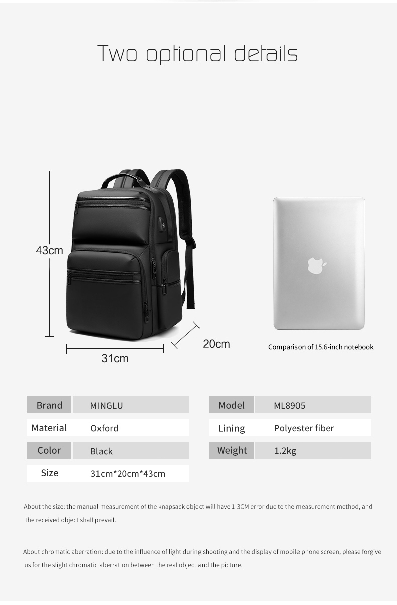 High grade gift custom logo men's outdoor waterproof laptop bag business Backpack