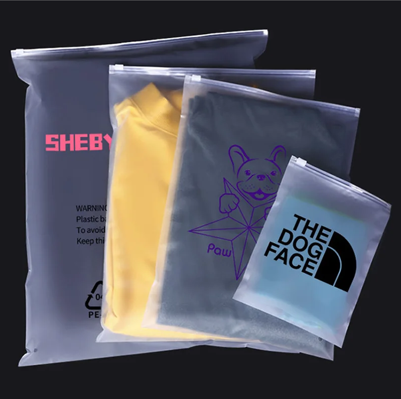 Eco-friendly Custom Printing Plastic Packaging Transparent PE Frosted Zipper Bag
