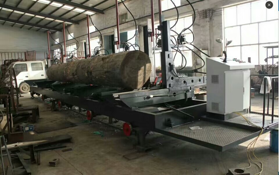 Industrial Wood Vertical Band Saw Sawmill Machine With Trolley with hydraulic log turner