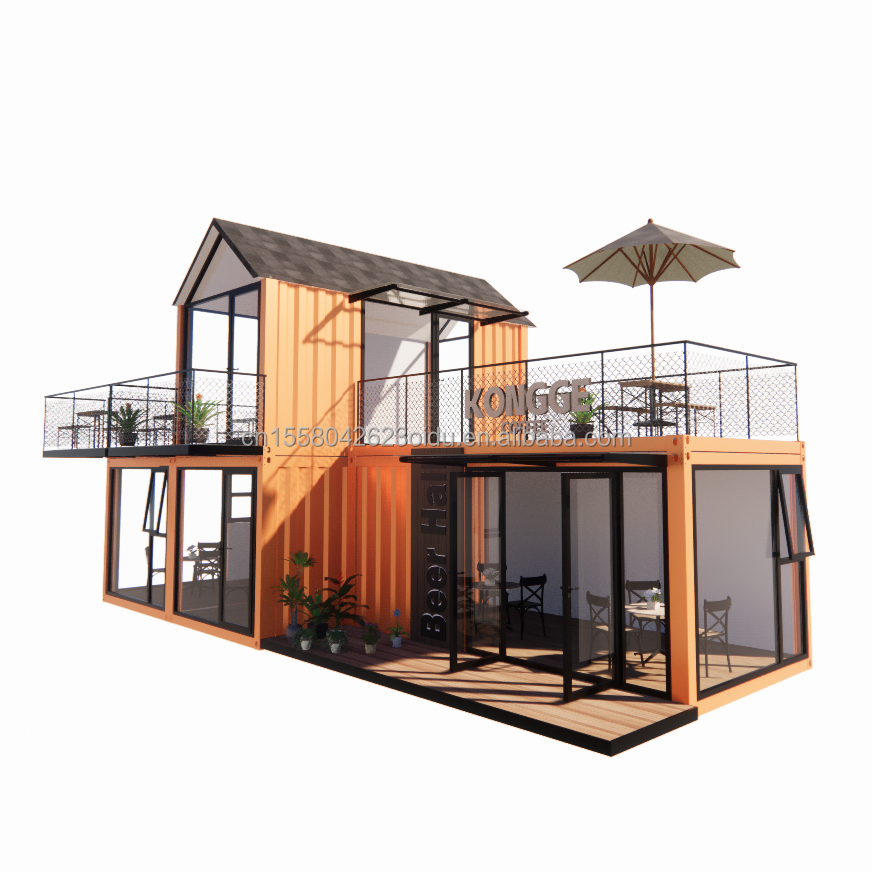 20FT 40FT Modern Simple Hotel 4 Bedrooms 1 Garage Prefab House Container Villa House Apex Roof Quick Assembled