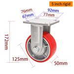 125mm 5 Caster Wheels Heavy Duty 700kg Load Plate Mount Rigid Castor Wheel
