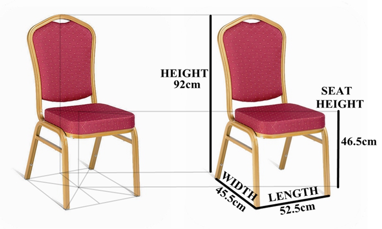Elegant Gold Metal Stacking Red Fabric Cushion Hotel Banquet Chairs For Party Wedding