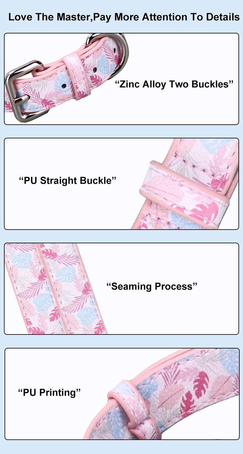 Custom Printed Harness Leash Set Pu Leather Dog Collar Leash Set