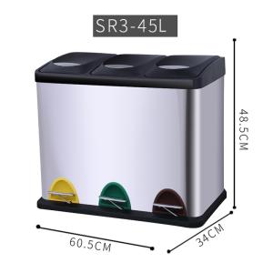 Quality Silver Smudge Proof 45L Compartment Trash Can wholesale