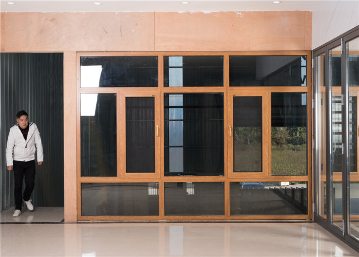 Yellow Aluminium Glass Window Indoor Open Floor To Ceiling Heat Insulation