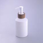 200ml Oblique Shoulder Coated White Glass Bamboo Cosmetic Jars With Wooden Cap