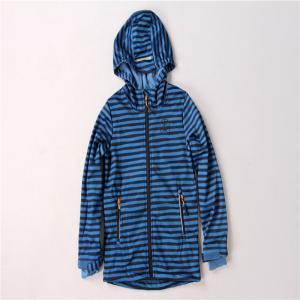 Quality Stockpapa blue Striped Children's Winter Clothes Softshell Hooded Jacket wholesale