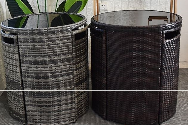 Patio Rattan Dining Table Set Luxury Garden Restaurant Chair Furniture