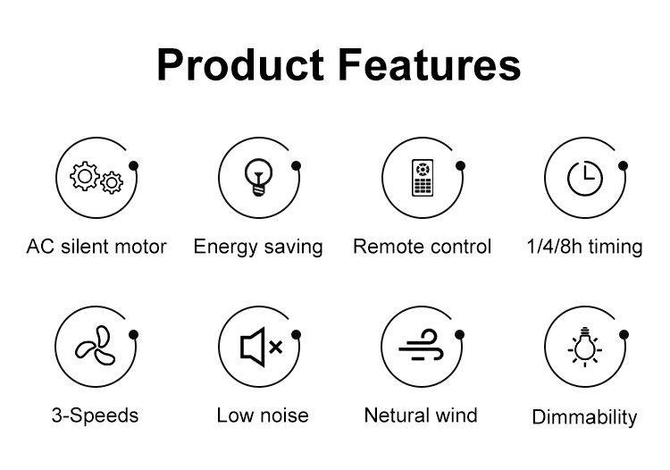 White Finish 20" Ceiling Fan with Dimmable LED Light and ABS Blades Modern Design