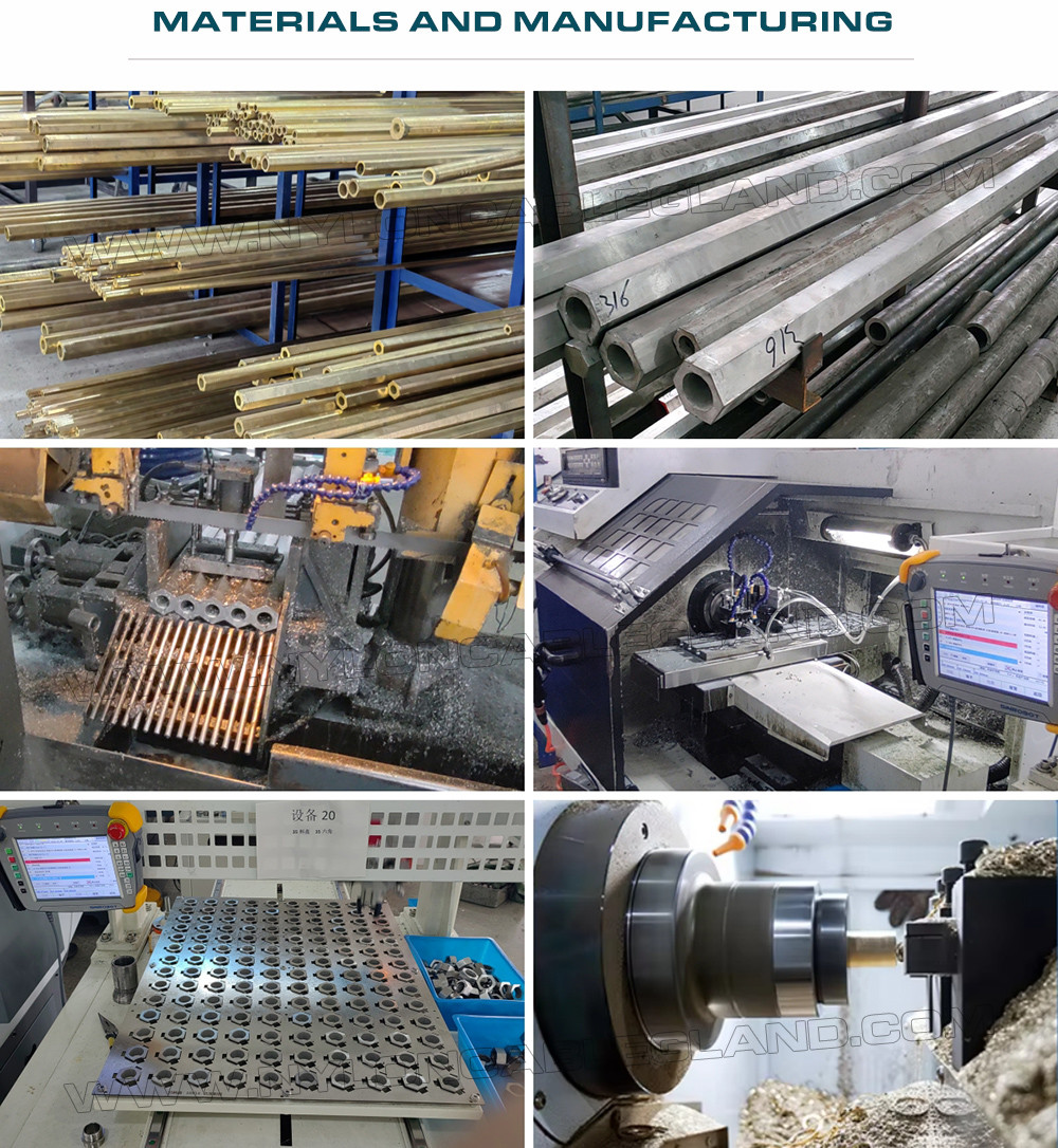 Long Thread Cable Glands IP68, Stainless Steel EN 1.4404/1.4401/1.4301, Metric M12~M100, for Thick Enclosure