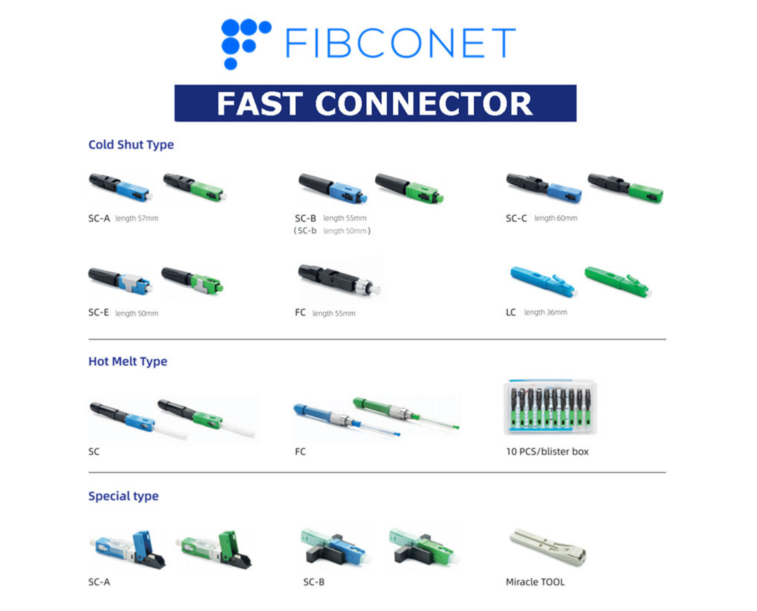 FTTH Assembly Quick Fiber Optic Fast Connector with PBT Material and -50 85 Temperature
