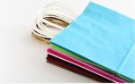 Blue Color Printed Kraft Paper Bags Customzied Logo With Twisted Paper Handle