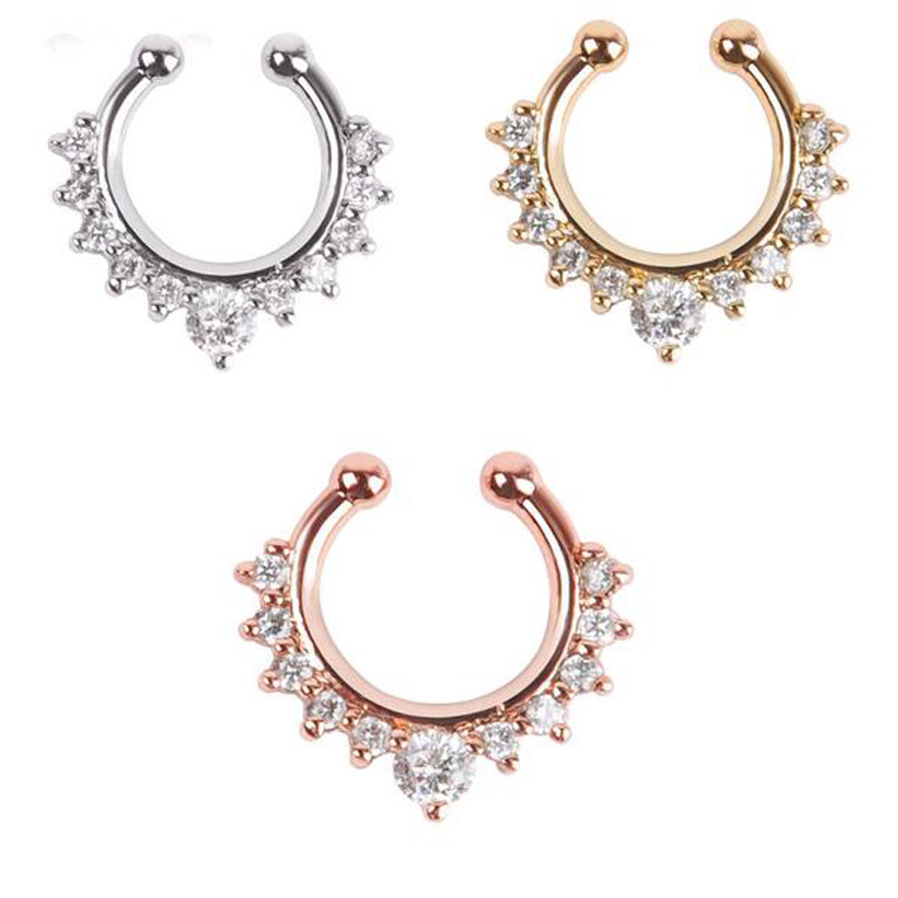 New Arrival Alloy Hoop Nose Ring Nose Piercing Fake Piercing Septum Clicker Numbers Hanger For Jewelry