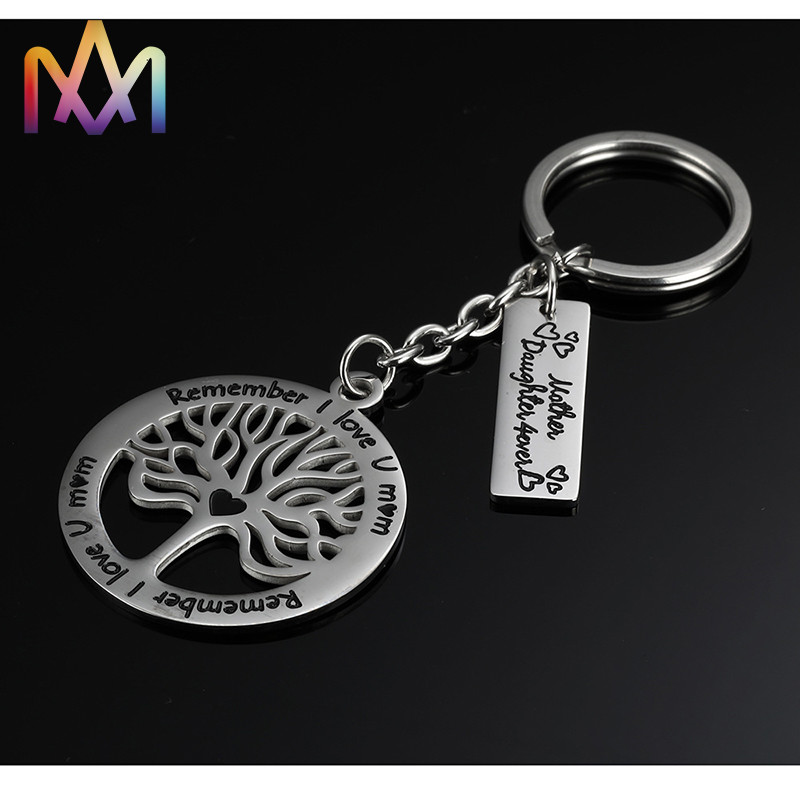 Polished SS304 Tree Of Life Keychain OEM For Mom