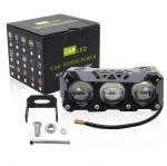 Three Eyeballs Motorcycle Spotlights LED Head Light Near Yellow Far White