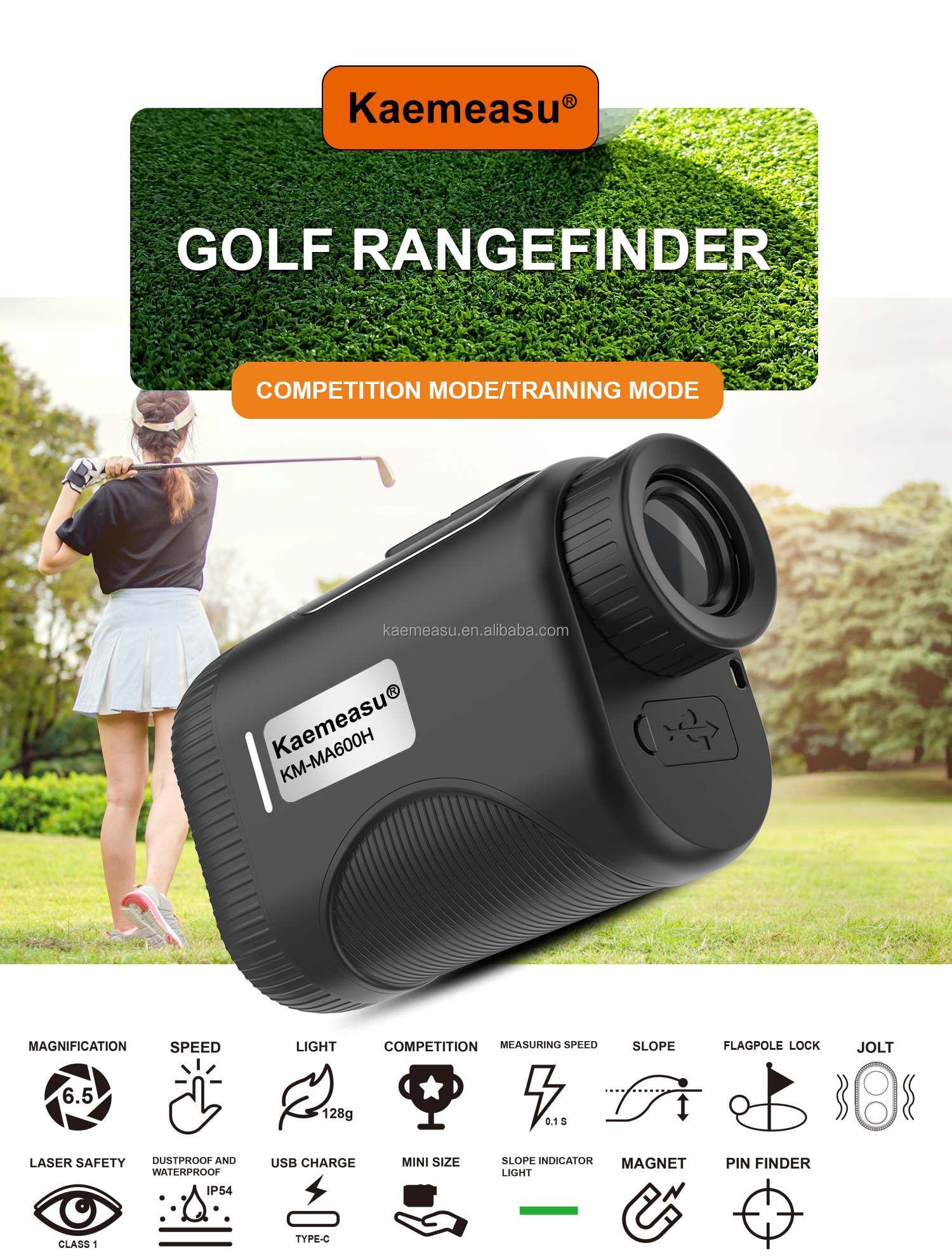 OEM 1000m Golf Laser Rangefinder Lightweight and Compact Good for Kids and Women