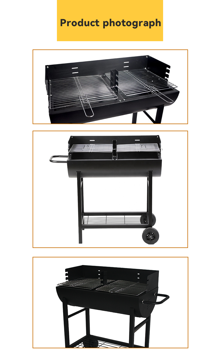 Back to School Occasion Outdoor Portable BBQ Drum with Half Barrel Design and Wheels