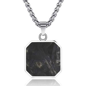 Quality Custom Square Carbon Fiber Cross Necklace Jesus Christian Men's Bible Verse Necklace wholesale