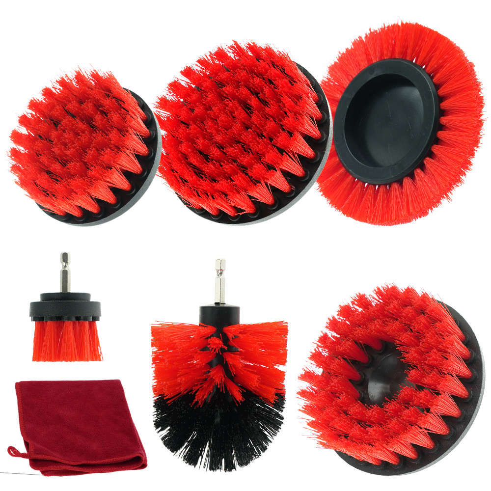 Kitchen Floor Grout Drill Brush Attachment Set For Washing Car Wheel Tyre Rim