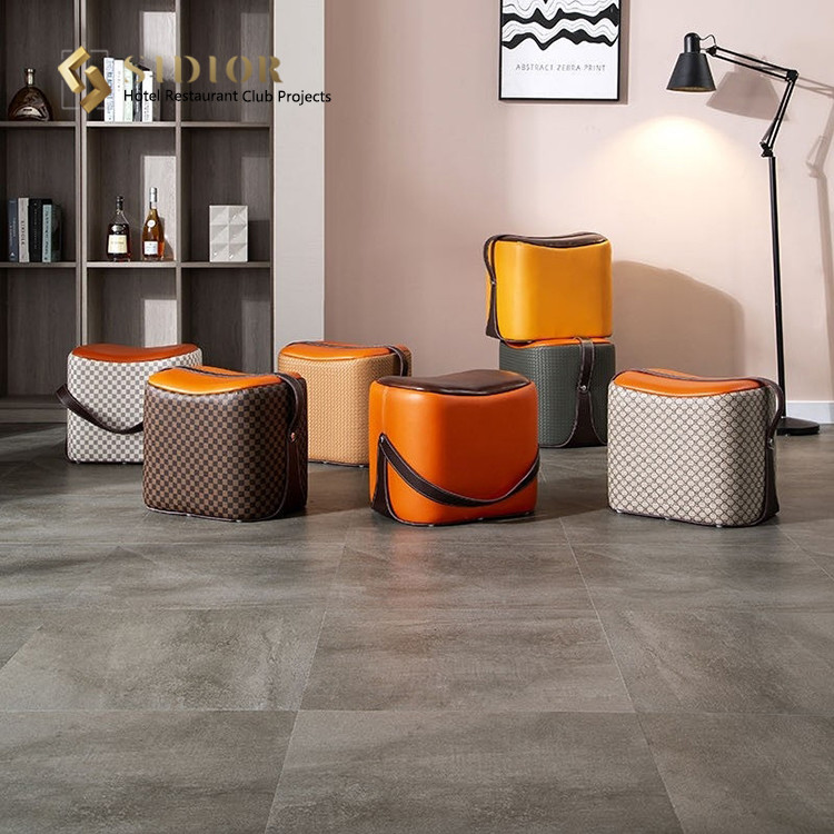 45cm Solid Wood Frame Foot Rest Stool Upholstered Stool Ottoman With Storage