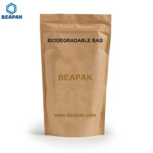 Quality Zipper Biodegradable PLA Stand Up Coffee Bag 200 Microns wholesale