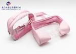 Fashion Pink Color Lady Hand Clear Cosmetic Bag 13cm Height Soft PVC Window