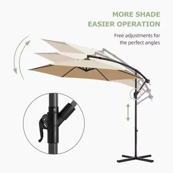 3 Meters Outdoor Patio Garden Terrace Sun Umbrella featuring Round Design for san-15