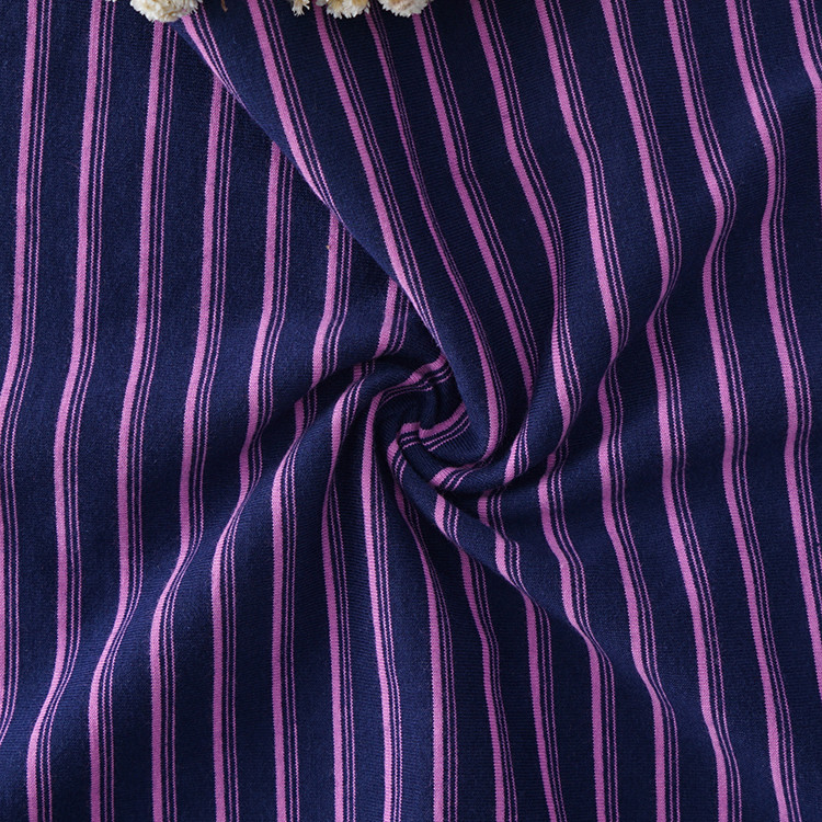 Soft Pure Cotton Plain Weave Striped Material Fabric For Polo Shirt Skin Friendly