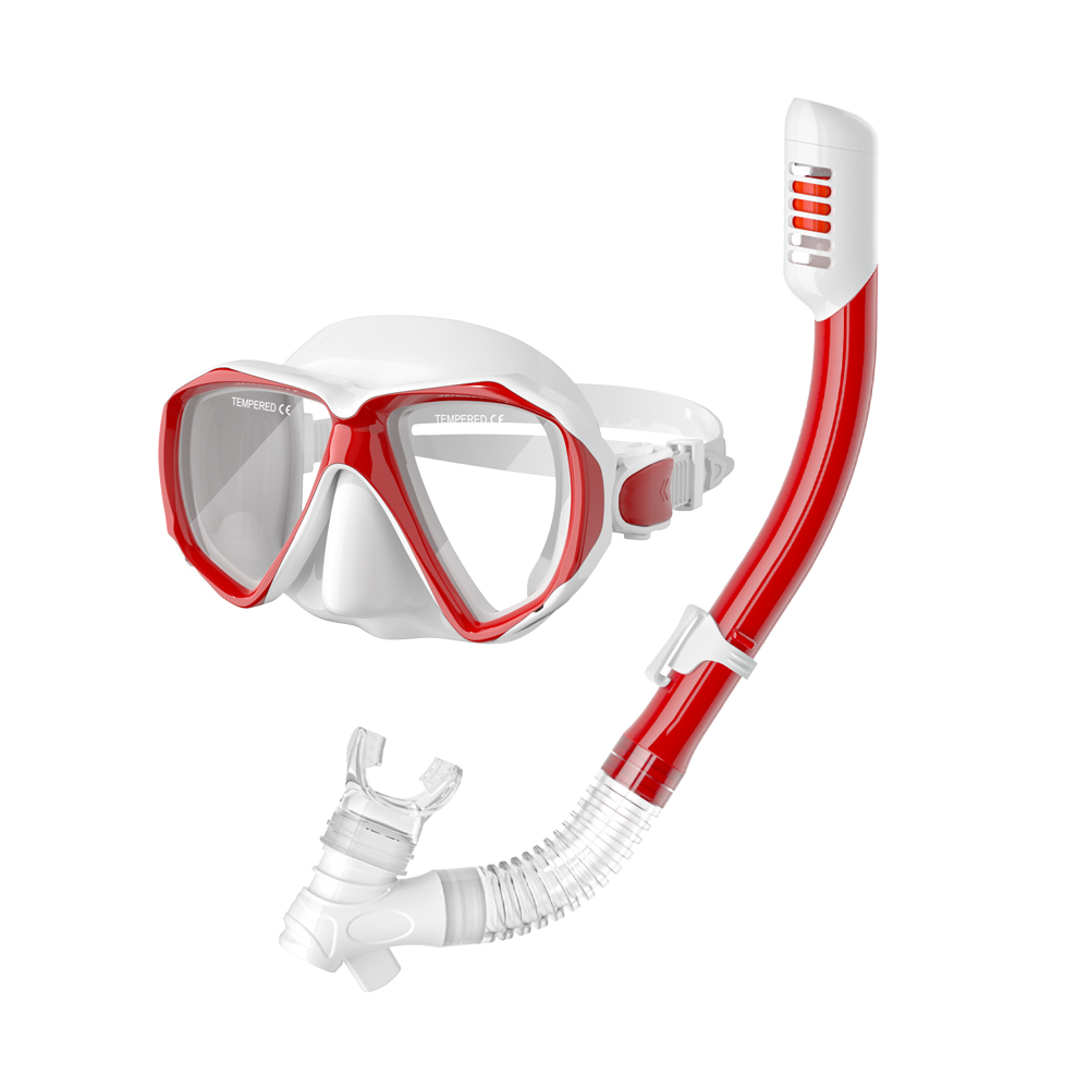 Dry Tube Diving Face Mask And Snorkel Equipment Black White
