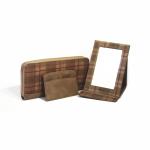 Saffiano Leather Polybag Womens Plaid Wallet , 10x8.5cm Clutch Leather Wallet