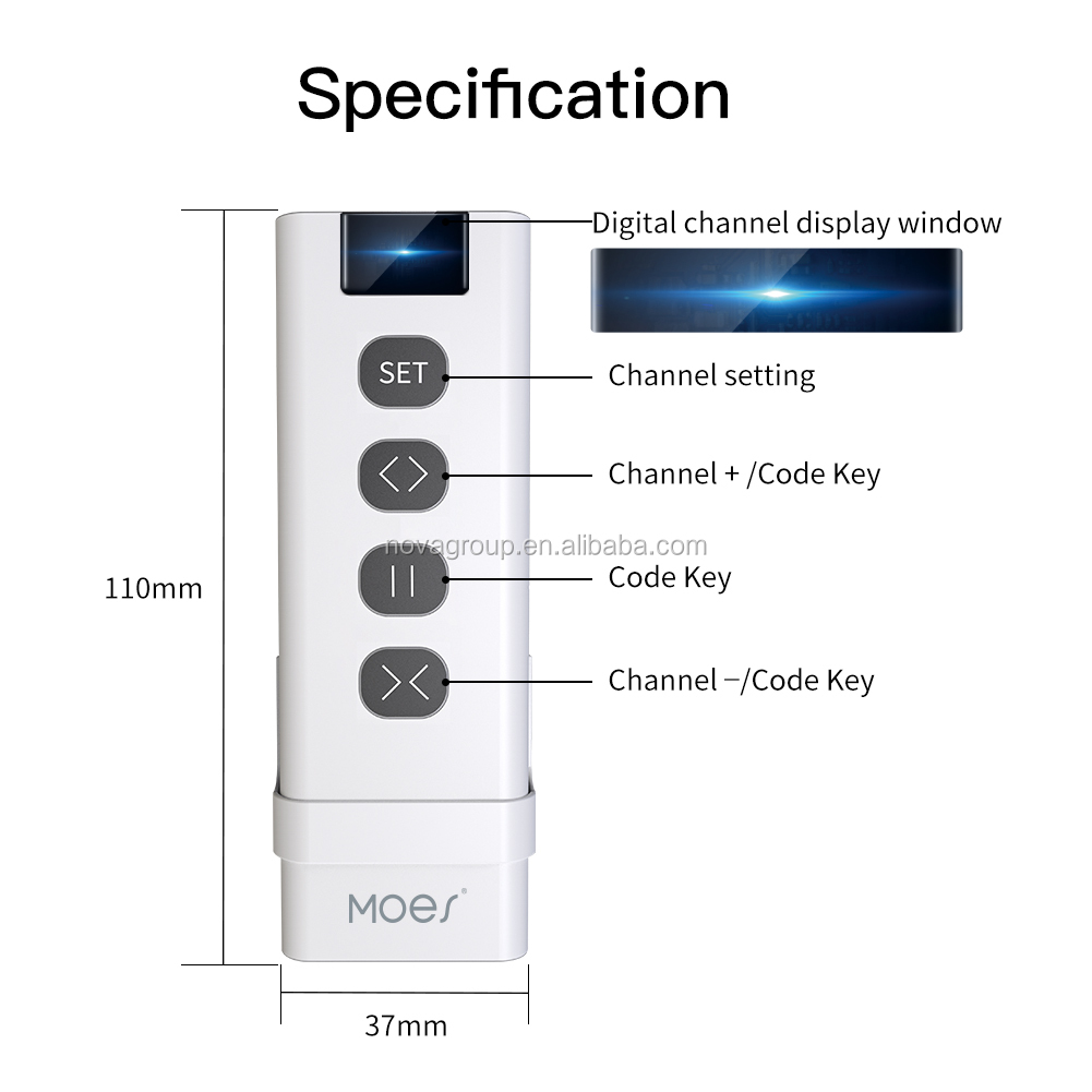 WiFi+RF433 Smart Curtain Switch Module with 9 Channel Remote Control for Roller Bllinds Shutter, Tuya/Smartlife, alexa,