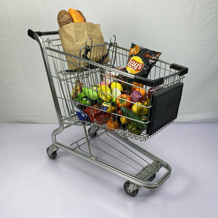 American Style Metal Grocery Shopping Trolley 110Kgs Loading Capacity With Logo Advertising Version