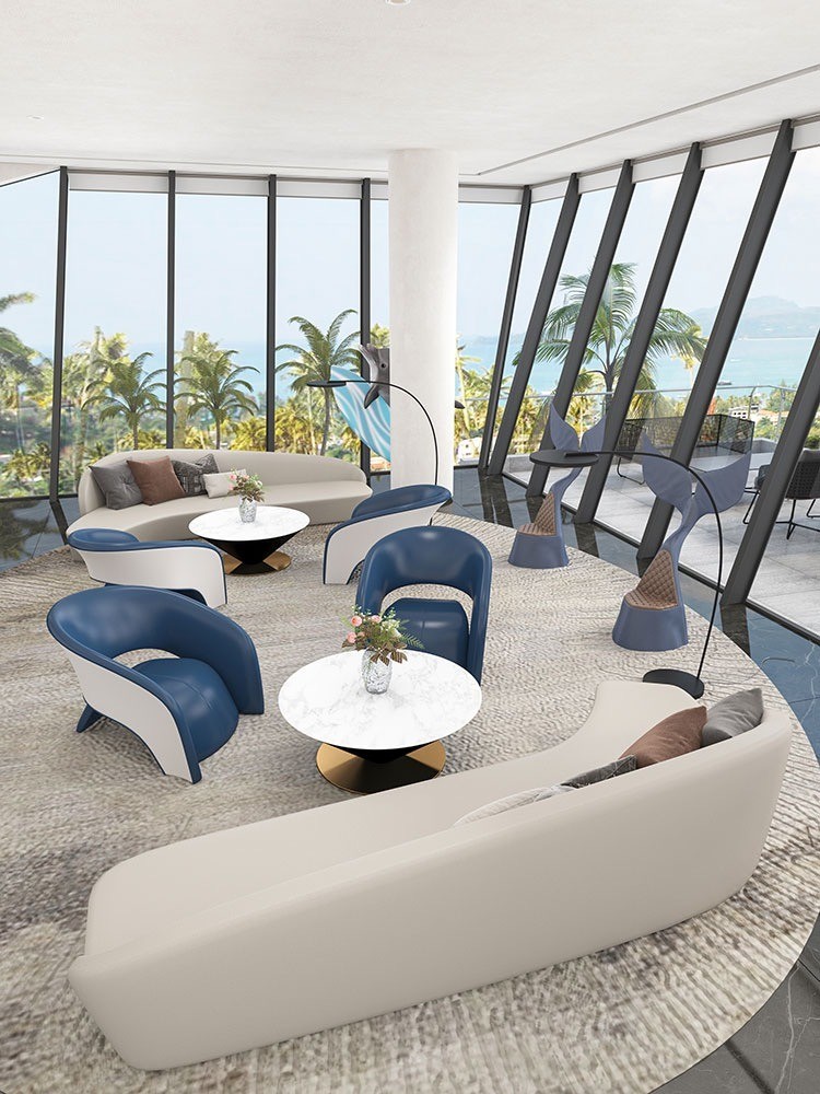 Creative Black Hotel Lobby Furniture Leather Aircraft Chair Leisure And Public Cafe