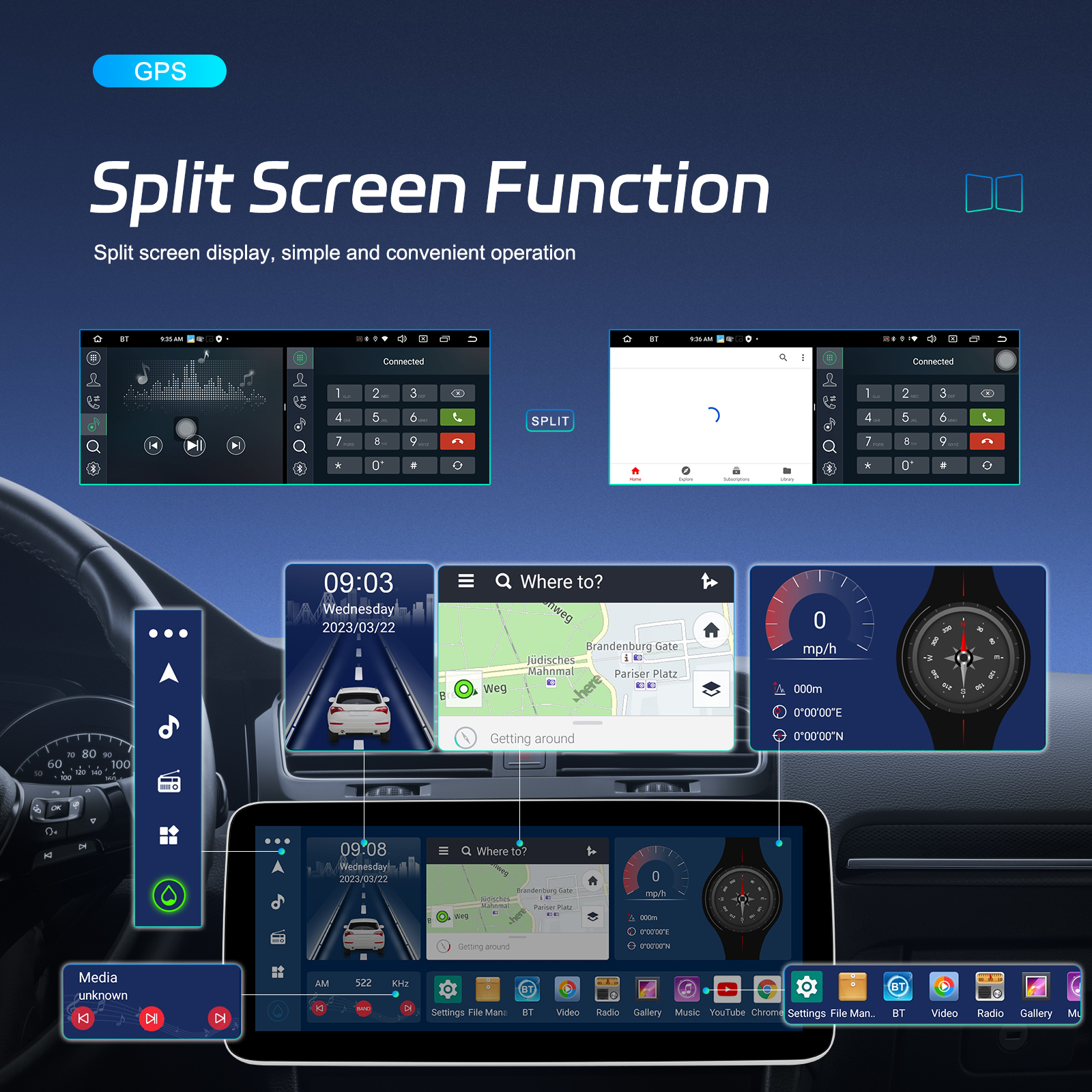 12.3" Android Car Radio with 8 Core 4G 64G Carplay DSP BT WIFI Navigation GPS DVD Player