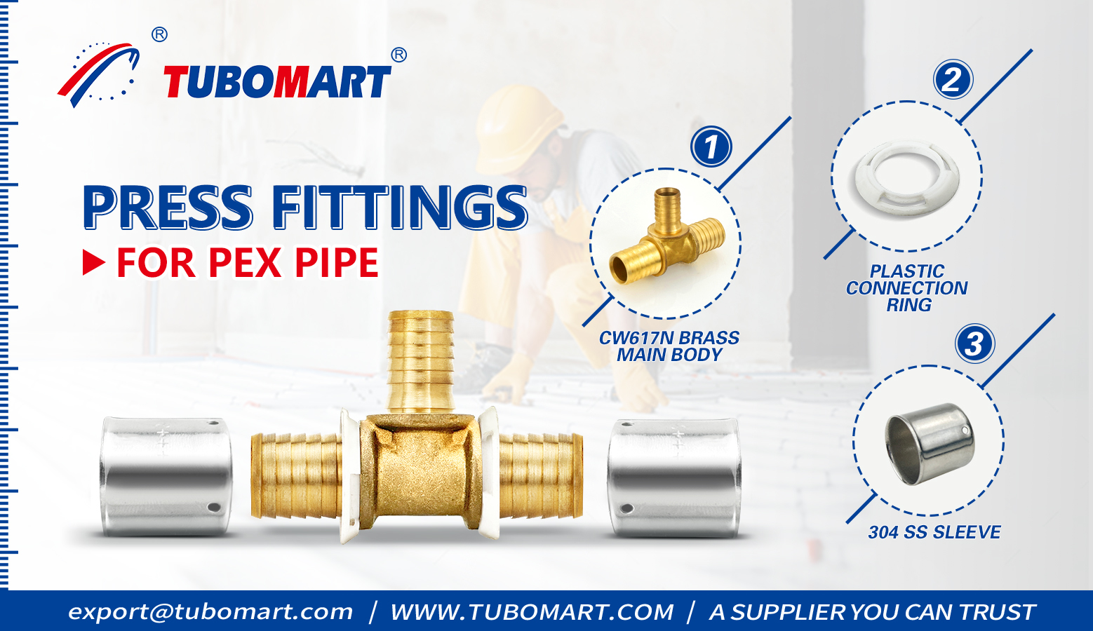 PEX Plumbing Brass Butt Weld Pipe Press Fittings TH Type 20mm 32mm 40mm Press Casting Fitting