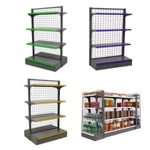 Quality Customizable Mesh Back Gondola Shelving Commercial Grid Display Shelves wholesale