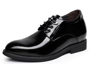 Quality Black Oxford Lace Up Elevator Men Shoes Solid Slip - On Branded Dress Shoes For Men wholesale