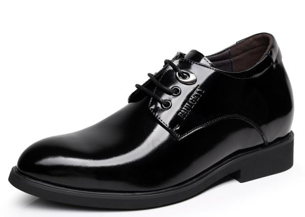 Black Oxford Lace Up Elevator Men Shoes Solid Slip - On Branded Dress Shoes For