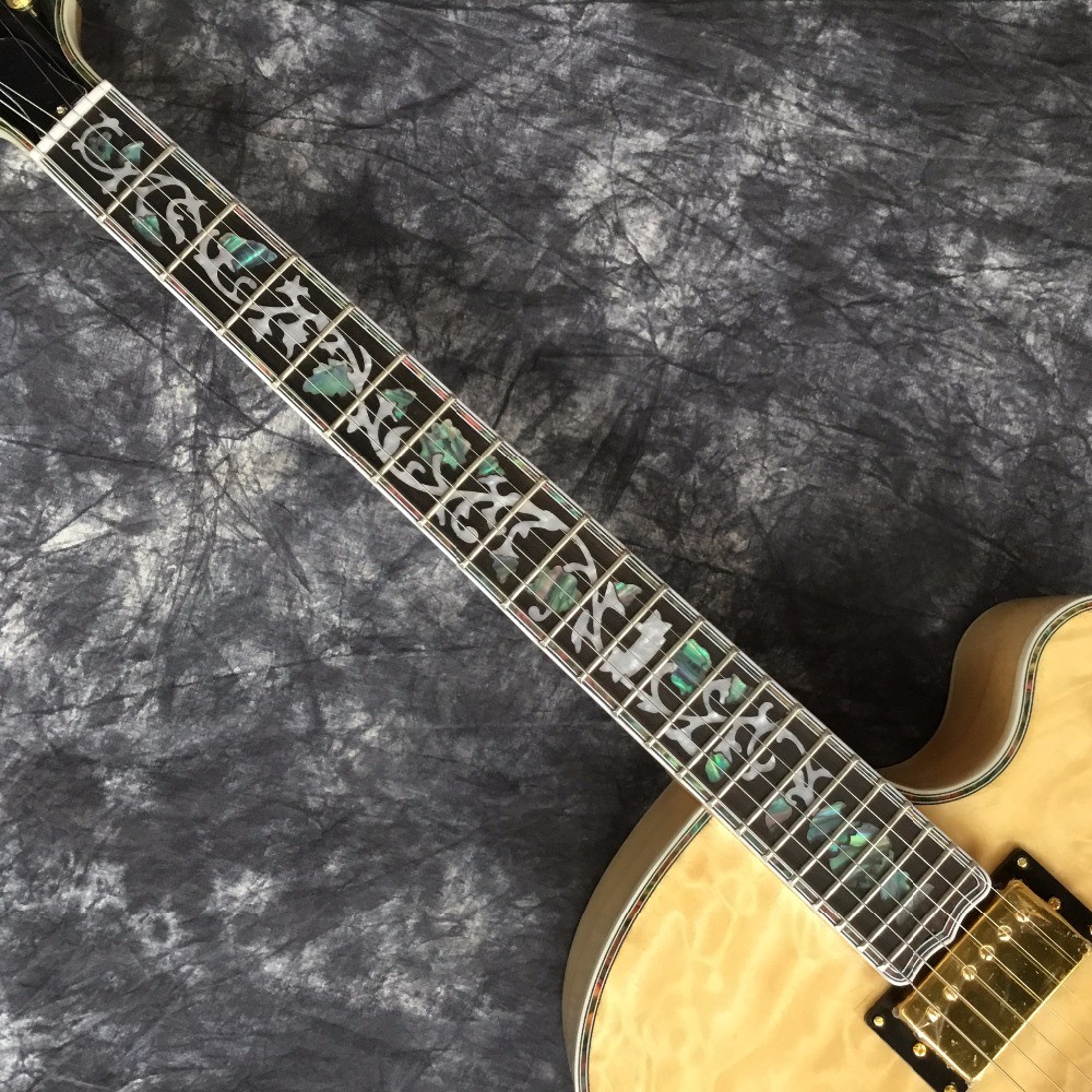 High quality, color jazz L5 electric guitar, wood, gold rocker, fingerboard flower mosaic. Real photos, wholesale and re