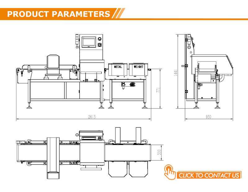 Conveyor Belt Combo Metal Detector And Check Weigher For Food Processing Textile Plastic Industry