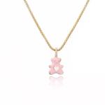 Colorful 24k Gold Jewelry Enamel Bear Zircon Pendant Necklace