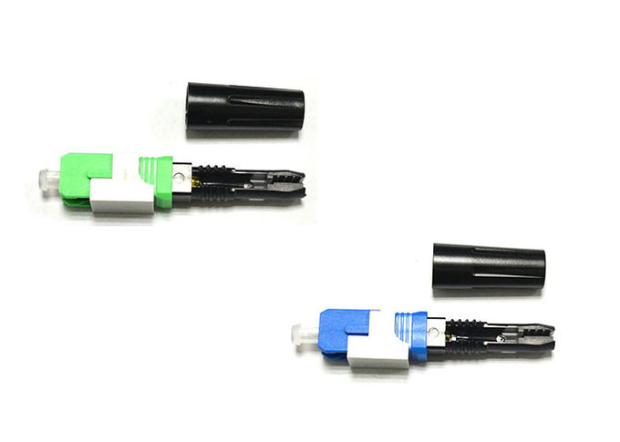 Clamshell / Screw Fiber Optic Fast Connector Green 55mm For FTTH Drop Cables
