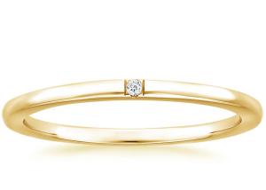 Quality Solitaire Diamond 14K Yellow Gold Jewelry Tiny 0.04ct 2.0mm-2.3mm Band Size wholesale