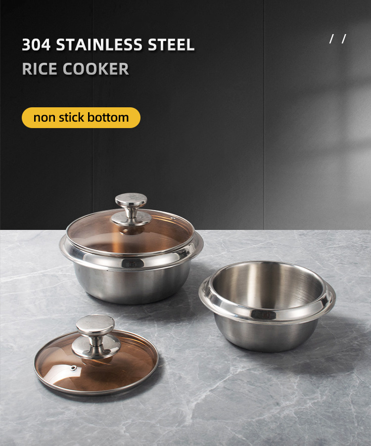 Best Selling Kitchen Pots Multiple Sizes Food Grade 18/8 Stainless Steel Soup Stock Pot Rice Cooker Cooking Pot