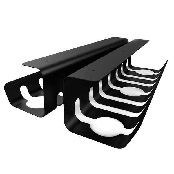Single Tier Black Oval 3-Hole Adjustable Wire Storage Rack for Under Table Efficiency
