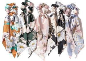 Quality Triangle streamer printing headband flower hair accessories women's scrunchie tie ponytail cloth circle Europe USA wholesale